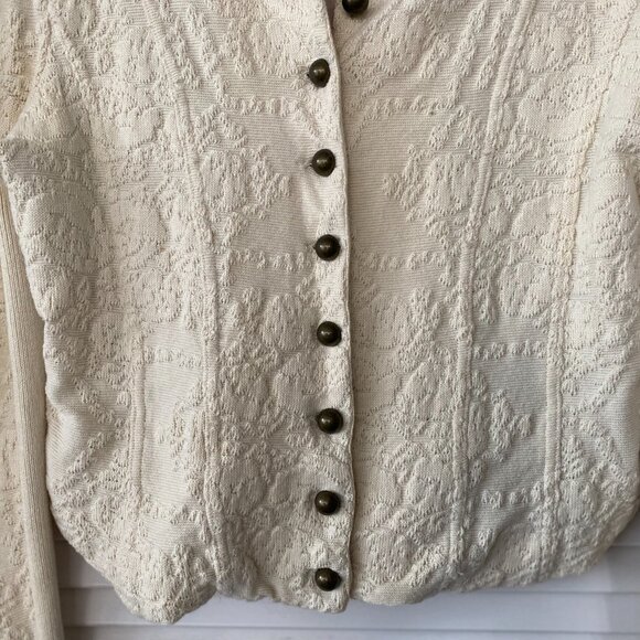 Free People Cropped Miltary Cardigan, Cream Off White, Size S - Picture 3 of 8